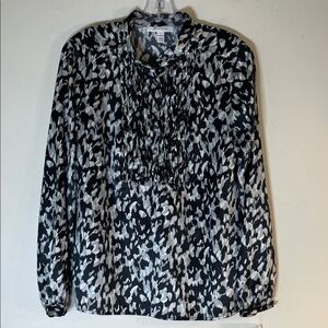 J M Collection Zen Waters Painted Skin Monochrome Patterned Blouse. 8. NWT.